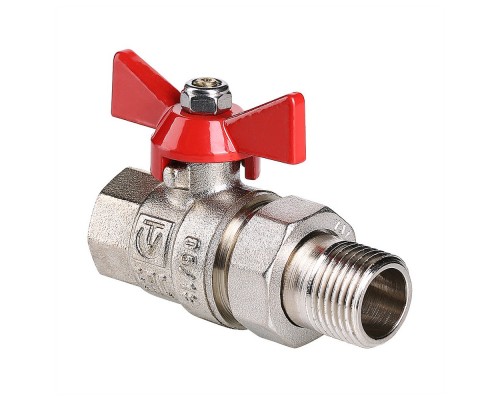 Кран шаровый с накидной гайкой "бабочка" ВН внутренняя наружная 1/2" (Valtec VT.227) уп 10 шт