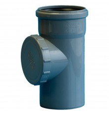 Ревизия с крышкой канализационная ПП 110 мм с раструбом серая(уп.40 шт)