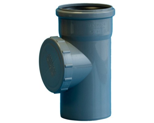 Ревизия с крышкой канализационная ПП 110 мм с раструбом серая(уп.40 шт)