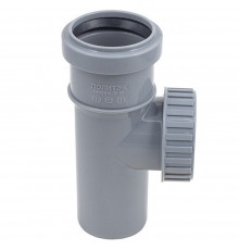 Ревизия с крышкой канализационная ПП 50 мм с раструбом серая (уп.60 шт)