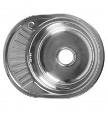 Мойка "Jif" нержавеющая сталь 0,6мм, врезная, крыло справа, 570*450*160, с сифоном, выпуск 3 1/2