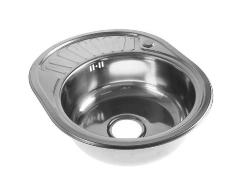 Мойка "Jif" нержавеющая сталь 0,6мм, врезная, крыло справа, 570*450*160, с сифоном, выпуск 3 1/2