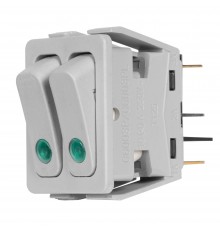 Выключат.клавишный C6003P/С6003PL зеленая линза, серый корпус