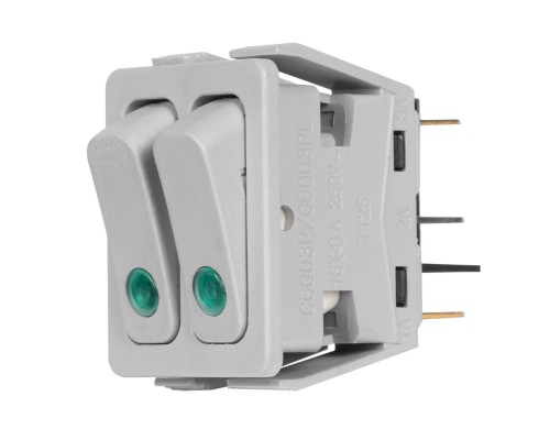 Выключат.клавишный C6003P/С6003PL зеленая линза, серый корпус