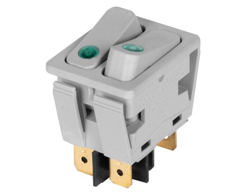 Выключат.клавишный C6003P/С6003PL зеленая линза, серый корпус