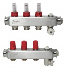 Коллекторная группа со встроенными расходом. 3 выхода 1" ЕК 3/4" SSM-3F(088U0753)(Danfoss) нерж. ст.
