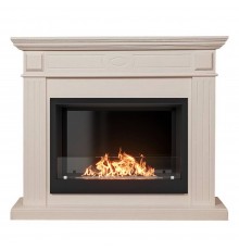 Каминокомплект: Биокамин Firelight BFP/P-2520, портал Bianco 25 шпон белёный дуб