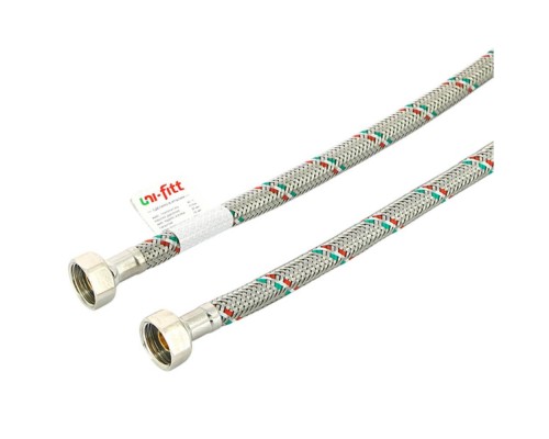 Подводка гибкая Uni-Fitt ВВ 1/2", 40 см, DN 8, оплётка из нерж. стали Подводка гибкая Uni-Fitt ВВ 1/2", 40 см, DN 8, оплётка из нерж. стали