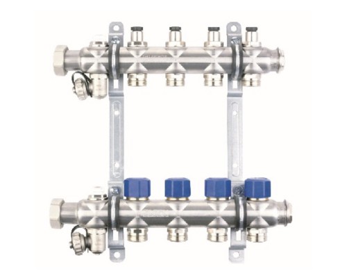 Группа коллекторная ELSEN 1", 8 контуров,PN-4, T -от 0 до +70, с вентилями, нерж. сталь