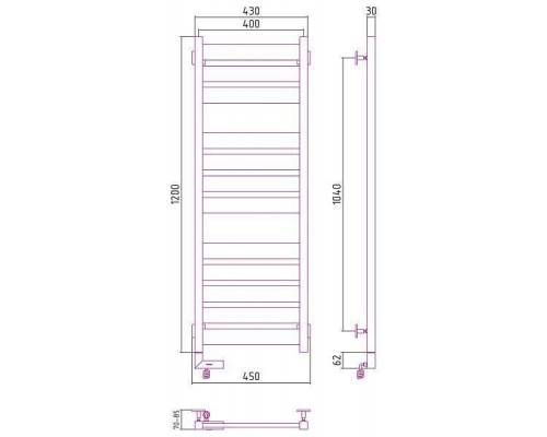 Сунержа Центурион 2.0 Полотенцесушитель электрический 40x120h, лев., цвет: мат. черный 31-5602-1240