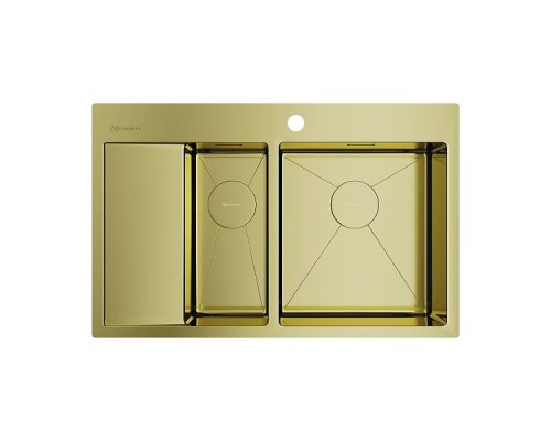 Omoikiri Akisame 78-2-R-LG Кухонная мойка нерж. сталь 78x51 см, цвет: светлое золото 4973088