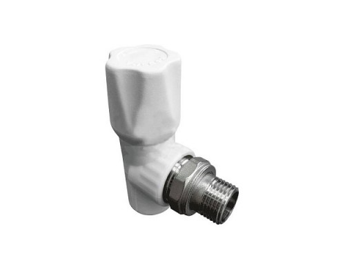 Клапан PP-R бел запорн Дн20х1/2" Ру25 НР угл д/рад VALFEX 1014720012