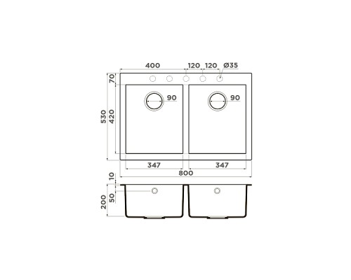 Omoikiri Bosen 80-2-DC Кухонная мойка Tetogranit 80x53 см, цвет: темный шоколад 4993840