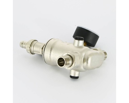 Фильтр промывной Uni-Fitt ВН 1/2" х 3/4" с редукц. соед., с аксиальным манометром, 100 мкм, никелированный