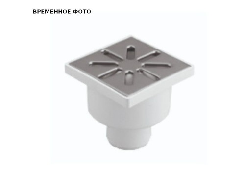Трап нерегулируемый, прямой, металл. решетка 150*150 (Белый) D 110