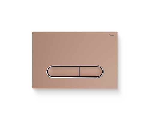 Кнопка смыва REHAU NOVA ELLIPSE 002 пластик розовое золото матовый контур хром 521898