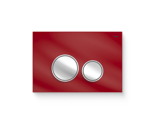 Кнопка смыва REHAU NOVA ORB GLASS закаленное стекло красный/хром глянцевый 521926