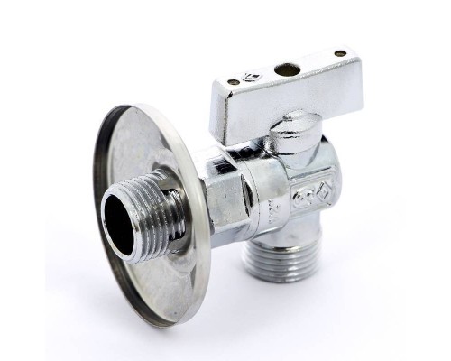 Кран шаровой Miami Bugatti НН 1/2"x1/2" угловой с розеткой 1/2" из нержавеющей стали для подключения бачков