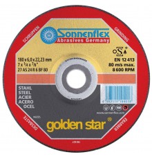 Абразивный шлифовальный диск Sonnenflex Silverstar 180x6,0x22,23 AS24R6BF F27 GS STEEL (10401)