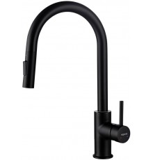 AQ1384MB ЕВРОПА смеситель для кухни с вытяжным изливом 2 jet, матовый черный AQ1384MB