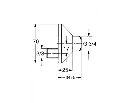 S-образный эксцентрик 3/8″ x 3/4″ GROHE, регулируемый 17 мм (12050000)