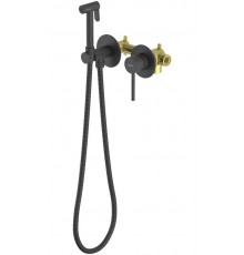 AQ1319MB ЕВРОПА комплект для гигиенического душа встроенный 2 отв. (смеситель + гигиеническая лейка + шланг), матовый черный AQ1319MB