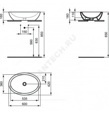 Умывальник меб STRADA 60 3/вел б/отв в/к Ideal Standard K078401