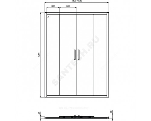 Дверь душевая CONNECT 2 150 бел 6мм Ideal Standard K968701