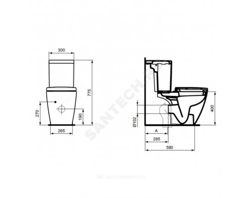 Унитаз б/бачка CONNECT б/о г/вып б/сид Ideal Standard E042901