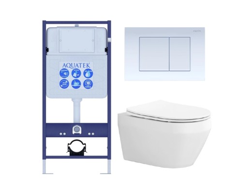 Set AQUATEK ЛЕЯ (рама AQUATEK Standard INS-0000012 с звукоиз.прокладкой+крепеж KKI-0000002+кнопкаKDI-0000009+унитаз ЛЕЯ AQ1199-00 с крышкой-сиденьем SET AQUATEK ЛЕЯ-009 4в1