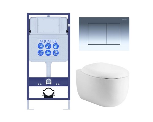 Set AQUATEK АЛЬТАИР (рама AQUATEK Standard INS-0000012 с звукоиз.прокладкой+крепеж KKI-0000002+кнопкаKDI-0000010+унитаз АЛЬТАИР AQ1980-00 с крышкой SET AQUATEK АЛЬТАИР cm-010 4в1