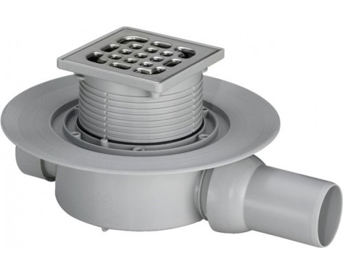 583217 Advantix трап,сухойзатвор, решетка из нерж.100х100 мм (насадка с установ. рамкой из пластика, В=10-40 мм), 0,4 л/сек., пласт/серый 583217