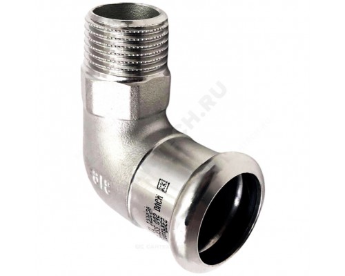 Угольник нерж AISI316L Дн22х1/2"х90гр Ру16 пресс/НР Inoxpres RM 197102022