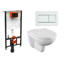 9773B003-7206 Комплект: Normus унитаз подвесной с дюропластовой крышкой МЛ+инсталляция+ панель смыва глянец хром (730-0180) 9773B003-7206