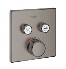 Термостат для ванны/душа Grohe Grohtherm SmartControl, квадратная розетка, 2 кнопки управления, внешняя часть, темный графит матовый (29124AL0)