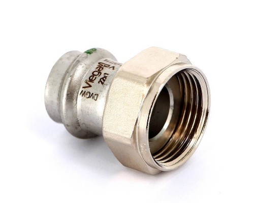 Муфта пресс-В с накидной гайкой и плоской прокладкой нержавеющая сталь Sanpress Inox VIEGA 22х1"