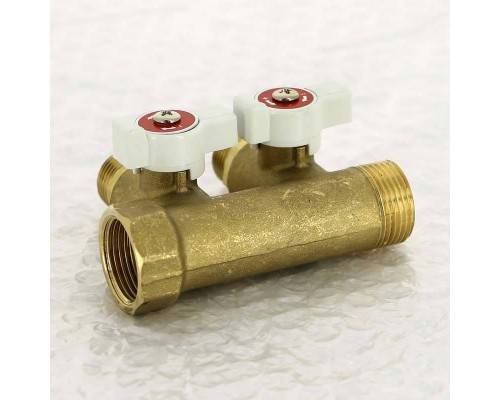 Коллектор НВ 3/4" с кранами UNI-FITT 2 выхода 1/2"Н 40мм Коллектор НВ 3/4" с кранами UNI-FITT 2 выхода 1/2"Н 40мм