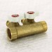 Коллектор НВ 3/4" с кранами UNI-FITT 2 выхода 1/2"Н 40мм