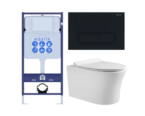 SET AQUATEK НИКА-017 4в1 (рама AQUATEK Standard INS-0000012+крепеж KKI-0000002+клавиша KDI-0000017+унитаз НИКА AQ2009-00 с тонким сиденьем soft-close) SET AQUATEK НИКА-017 4в1