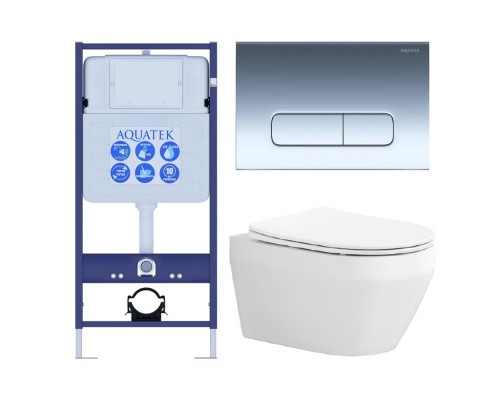 SET AQUATEK ЛЕЯ-016 4в1 (рама AQUATEK Standard INS-0000012+крепеж KKI-0000002+клавиша KDI-0000016+унитаз ЛЕЯ AQ1199-00 с тонким сиденьем soft-close) SET AQUATEK ЛЕЯ cm-016 4в1