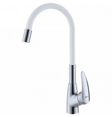 LM0415C-WhiteLINARAСмеситель для кухни, с гибким изливом, хром/белый LM0415C-White