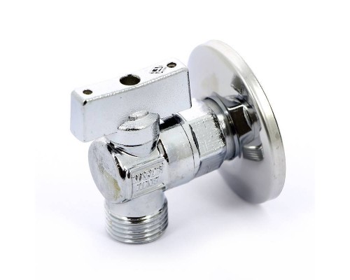 Кран шаровой Miami Bugatti НН 1/2"x1/2" угловой с розеткой 1/2" из нержавеющей стали для подключения бачков