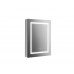 AQ7504-MLC Алюминиевый зеркальный шкаф 500700133,крепеж.Одна зеркальная дверца (петли слева), две стекл.полки, круговая подсветка, антизапотевание AQ7504-MLC