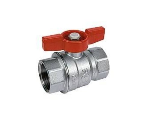 Кран шаровой, R851, 1 1/4, ВВ, ручка-бабочка красная, хромированный Кран шаровой, R851, 1 1/4, ВВ, ручка-бабочка красная, хромированный