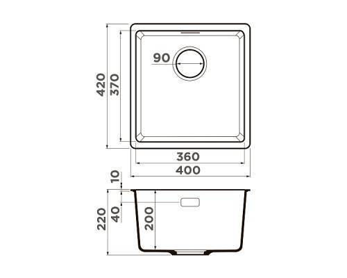 Omoikiri Kata 40-U-GR Кухонная мойка Artgranit 40x42 см, цвет: leningrad grey 4993397 Omoikiri Kata 40-U-GR Кухонная мойка Artgranit 40x42 см, цвет: leningrad grey 4993397