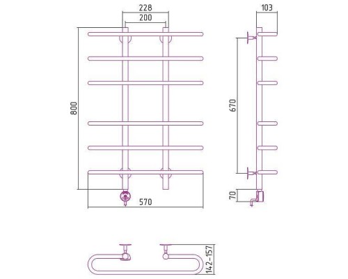 Стилье Формат 15 Полотенцесушитель электрический 60x80h, цвет без покрытия 00515-8060