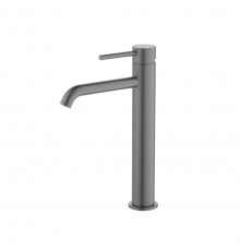 AQ1304BGM ЕВРОПА смеситель для раковины высокий 215, без донного клапана, оружейная сталь (шлиф. черный хром) AQ1304BGM