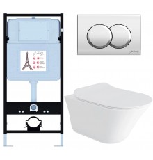 E28079RU-CP Унитаз c инсталляцией Vive, сиденье тонкое микролифт, панель для двойного смыва, хром (E36495-NF+E36496-CP+E28078+28781IN-0) E28079RU-CP