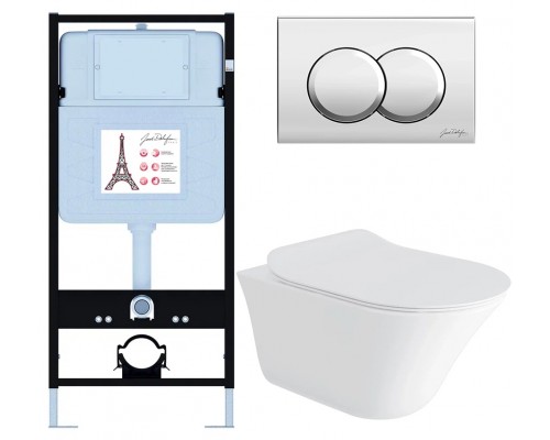 E28079RU-CP Унитаз c инсталляцией Vive, сиденье тонкое микролифт, панель для двойного смыва, хром (E36495-NF+E36496-CP+E28078+28781IN-0) E28079RU-CP