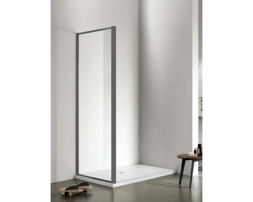 AQ ARI WA 10020GM Неподвижная душевая стенка 1000x2000, для комбинации с дверью, профиль оружейная сталь, стекло прозрачное AQ ARI WA 10020GM